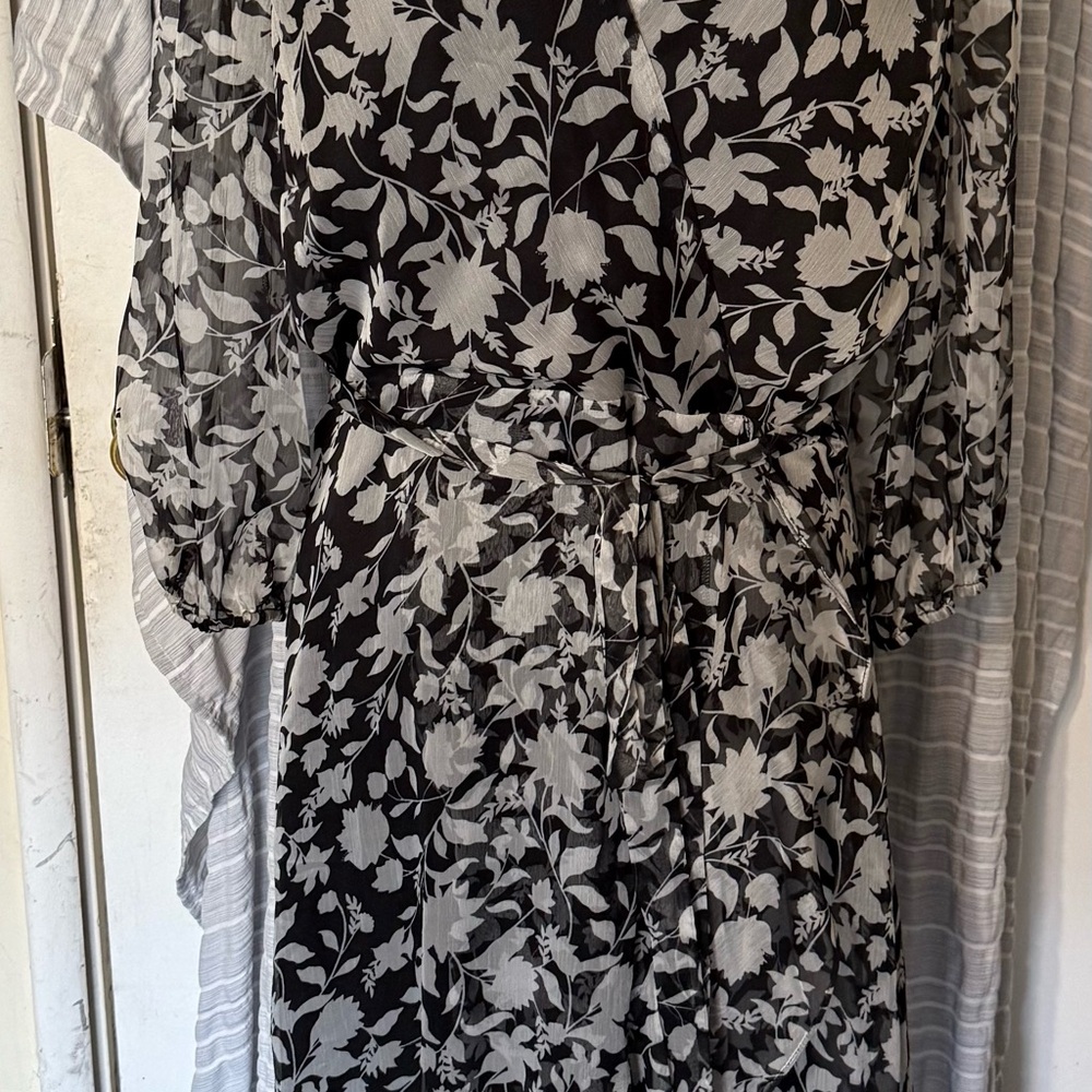 Sam Edelman Black and White Bishop Sleeve Sundress